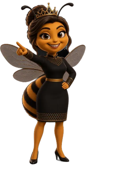 Boss Bee, the queen of our hive, pointing the way