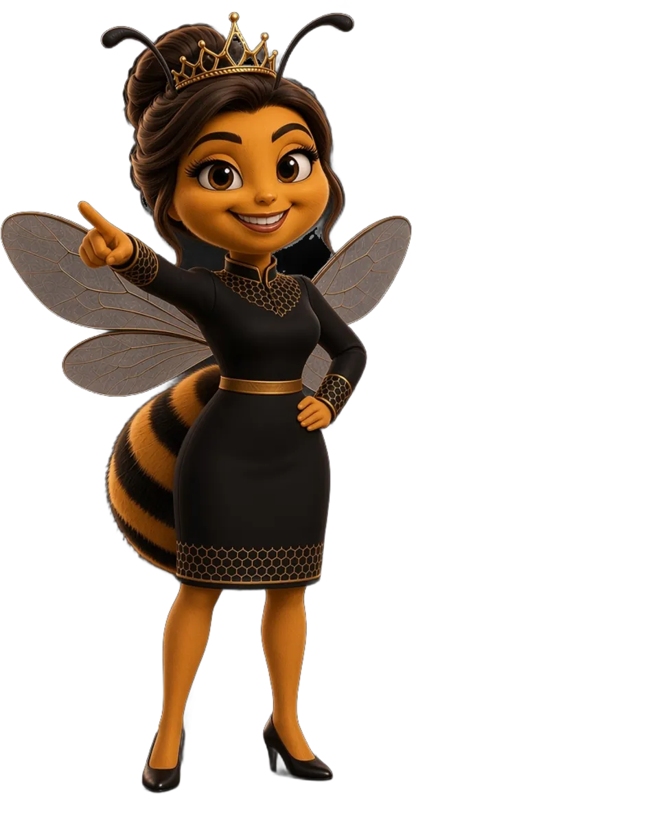 Boss Bee, the queen of our hive, pointing the way