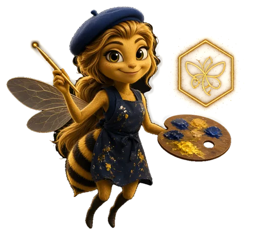 Paintbrush Bee, one of our guide characters