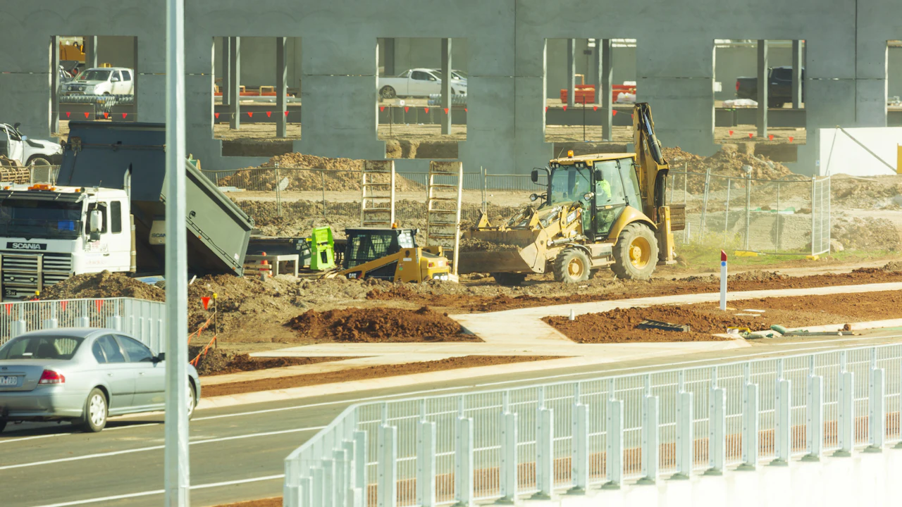 Heavy equipment on a construction site