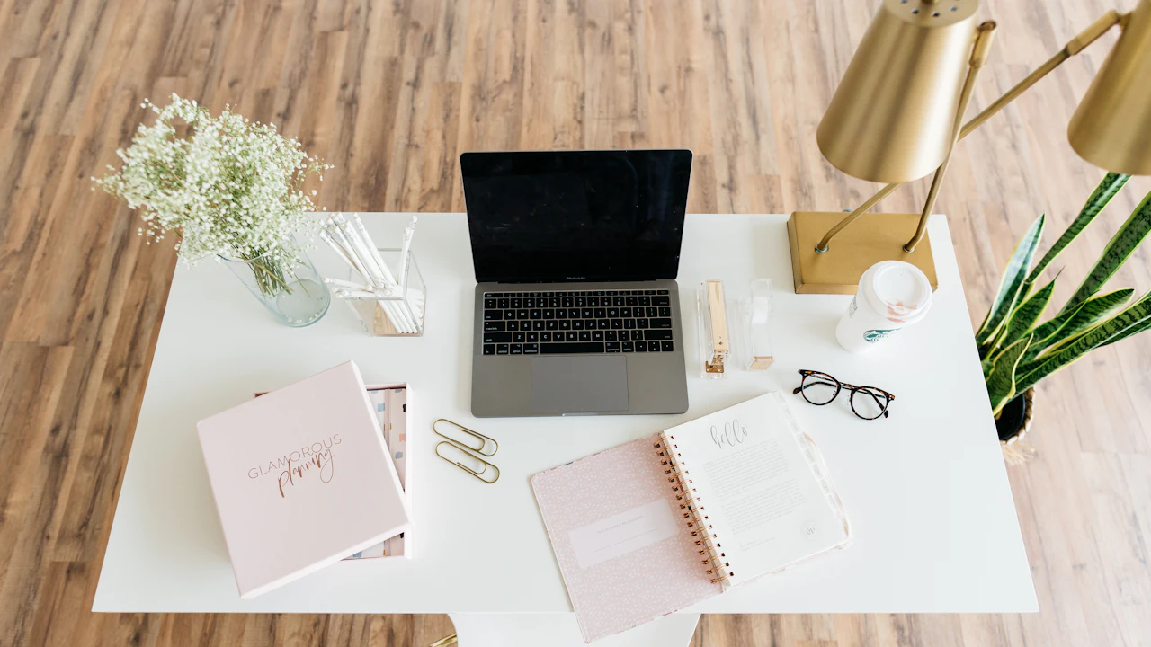 A laptop on a home office desk