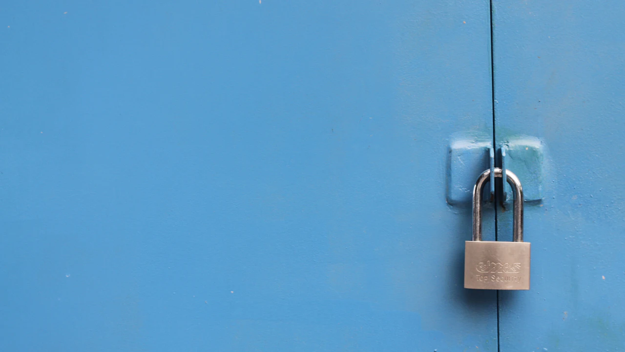 A silver padlock