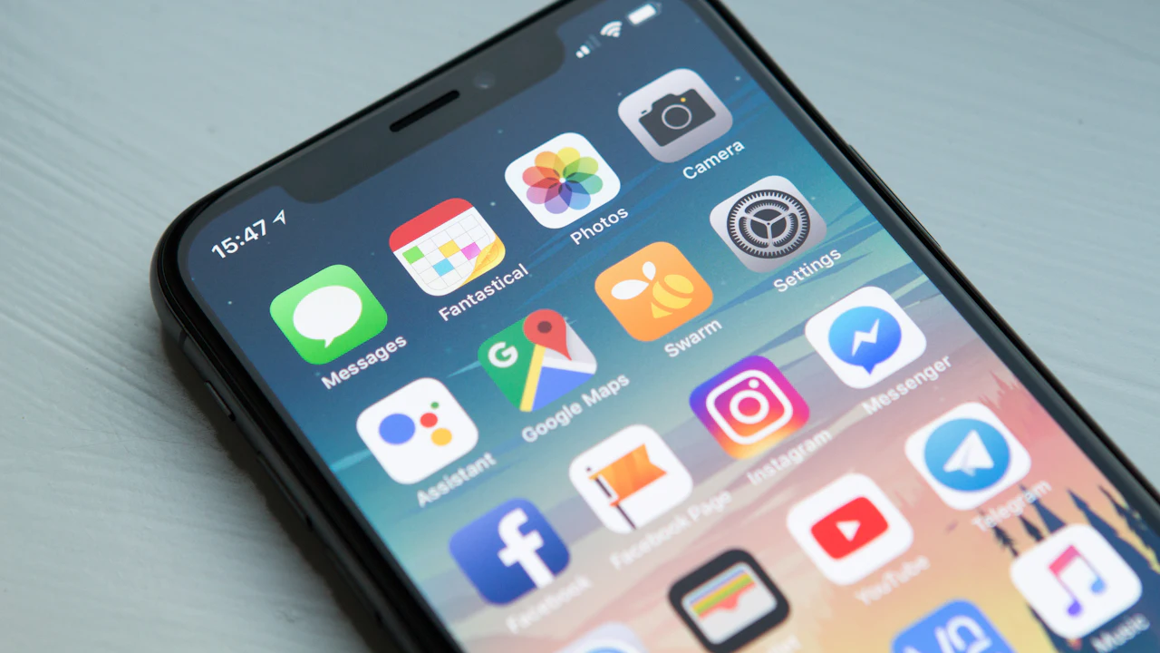 A smartphone showing app icons