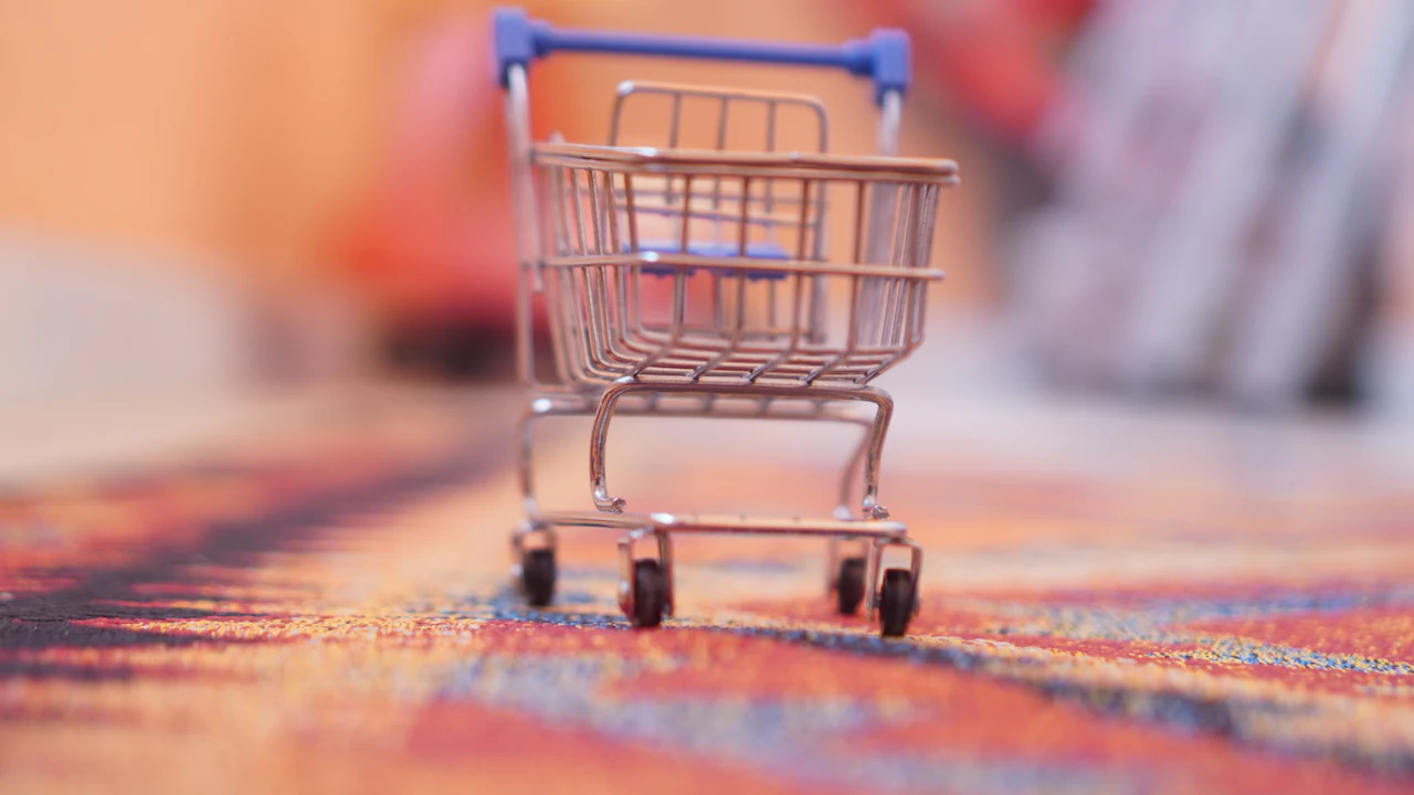 A miniature shopping cart