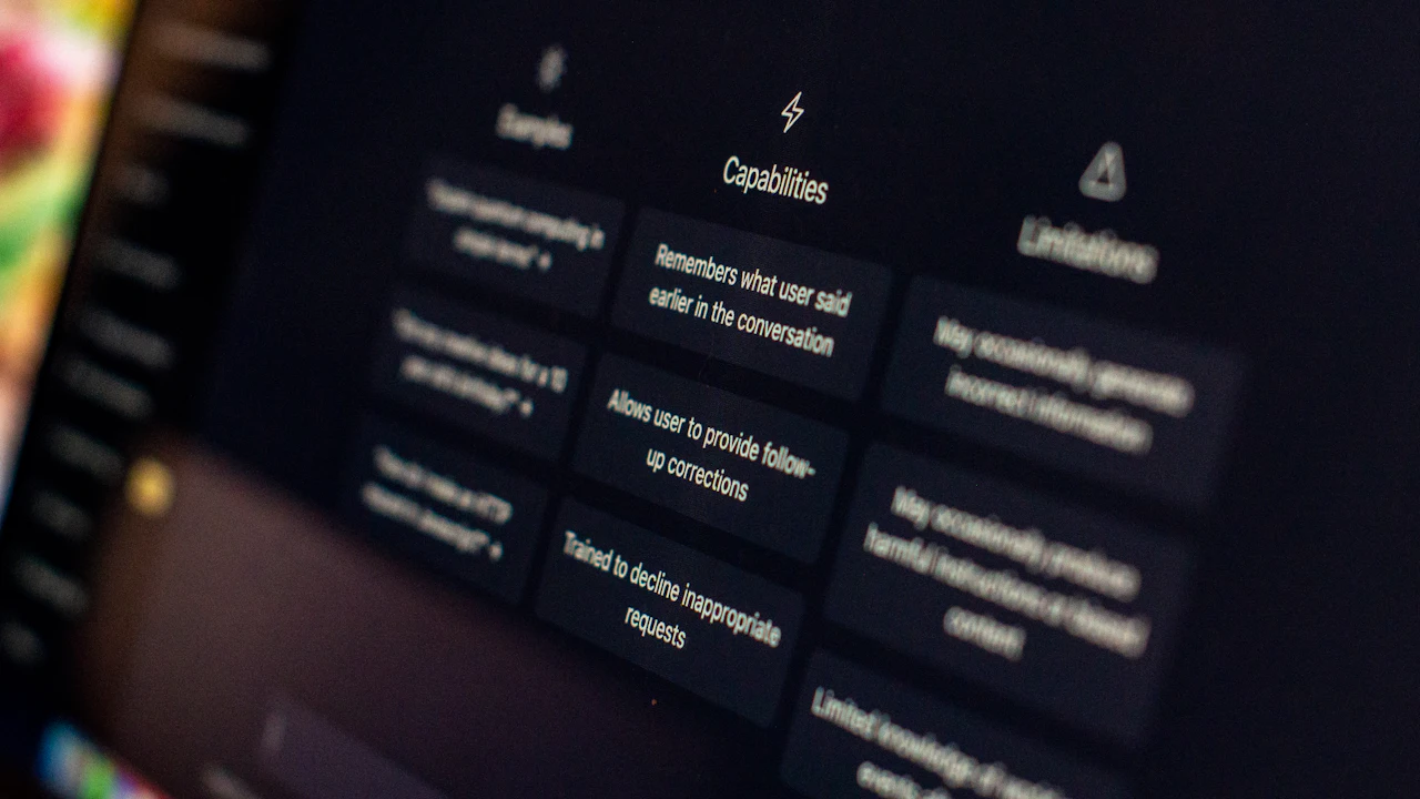 A chat assistant on a computer screen