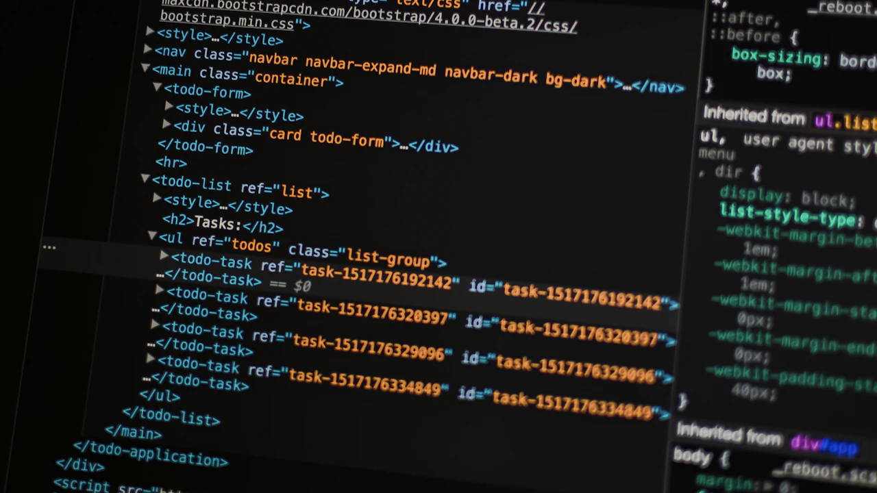 A monitor showing program code